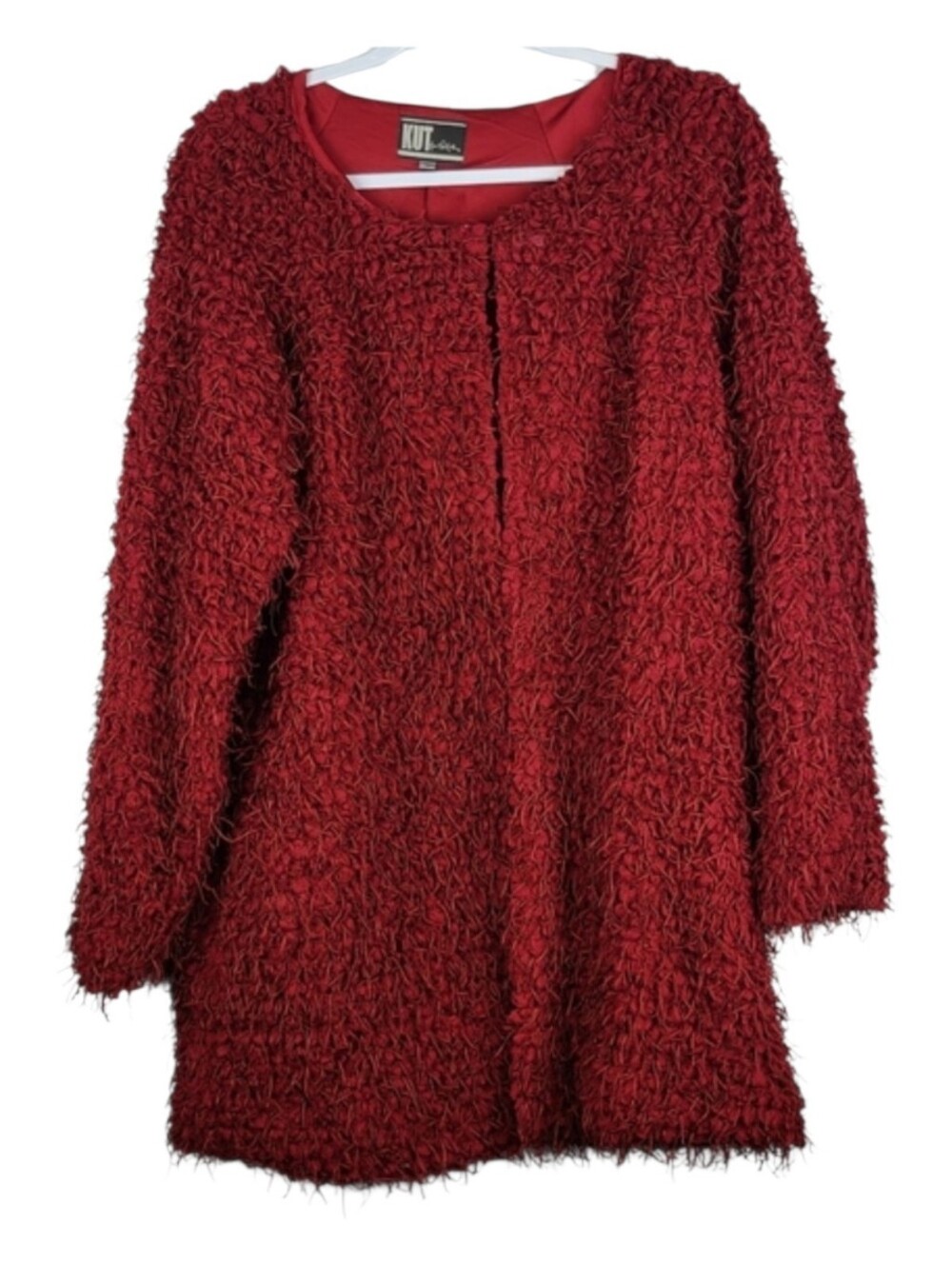 Kut from the Kloth maroon careerwear holiday Minimalist overcoat, Sz M (PTP 19")